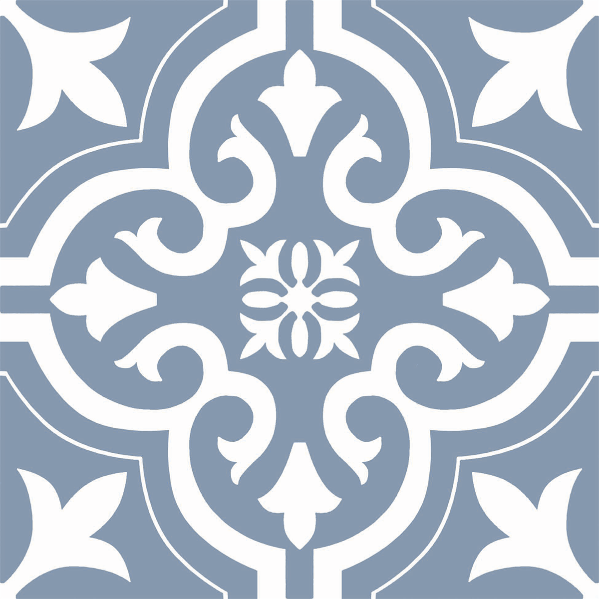 Flourish-Motif Motif Blue Textured Tile