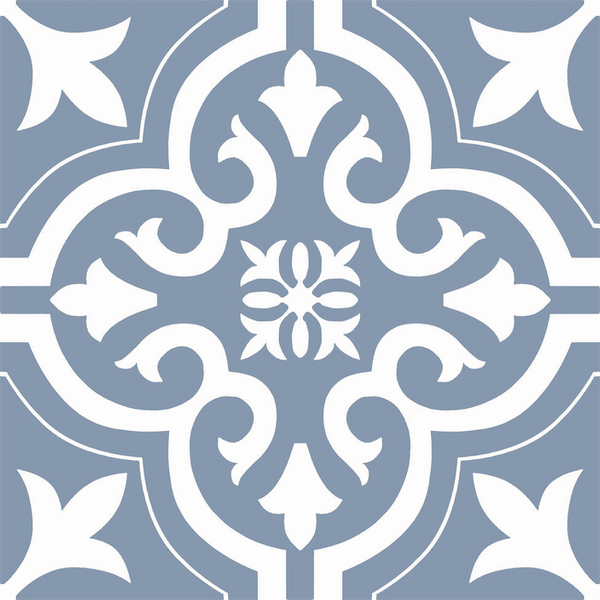 Flourish-Motif Motif Blue Textured Tile
