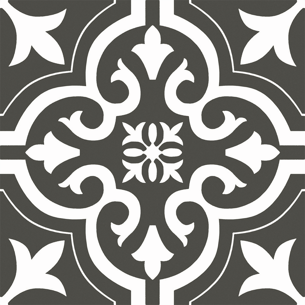 Flourish-Motif Motif Black Textured Tile