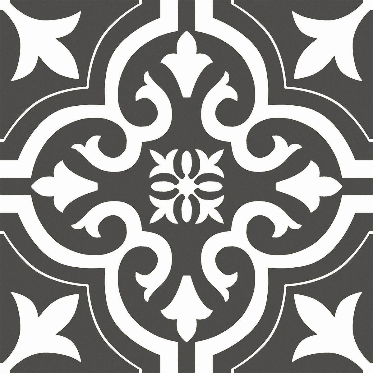 Flourish-Motif Motif Black Textured Tile