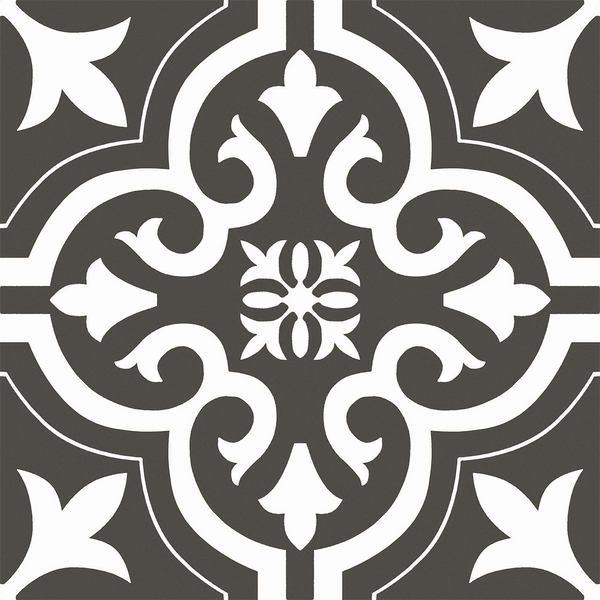 Flourish-Motif Motif Black Textured Tile