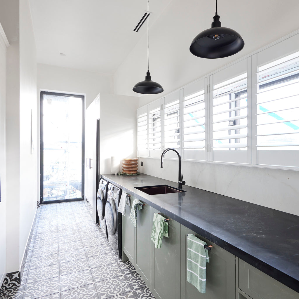 Motif Black Textured Tile - lifestyle view