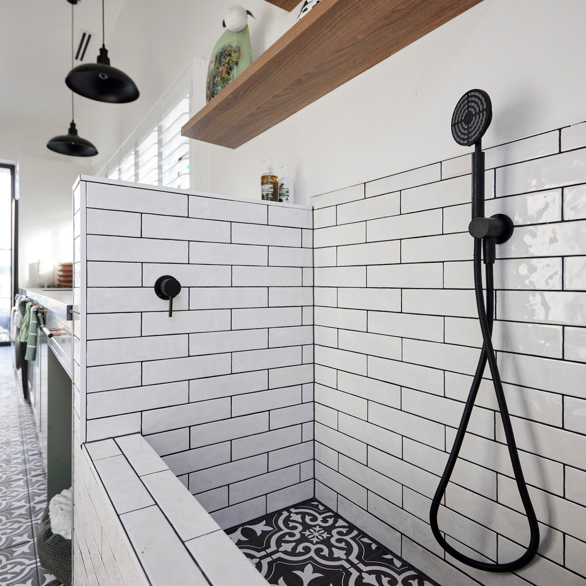 Motif Black Textured Tile - lifestyle view