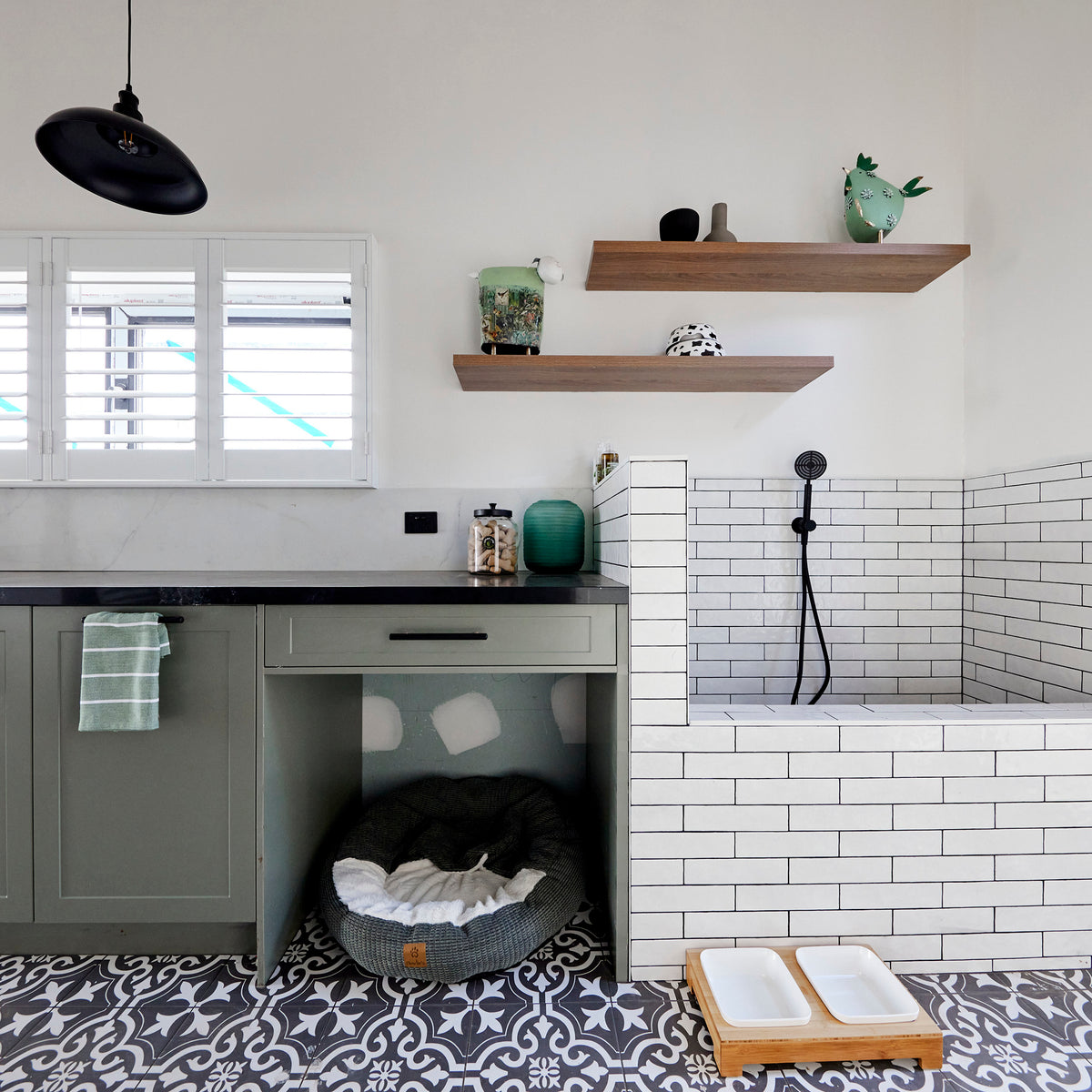 Motif Black Textured Tile - lifestyle view