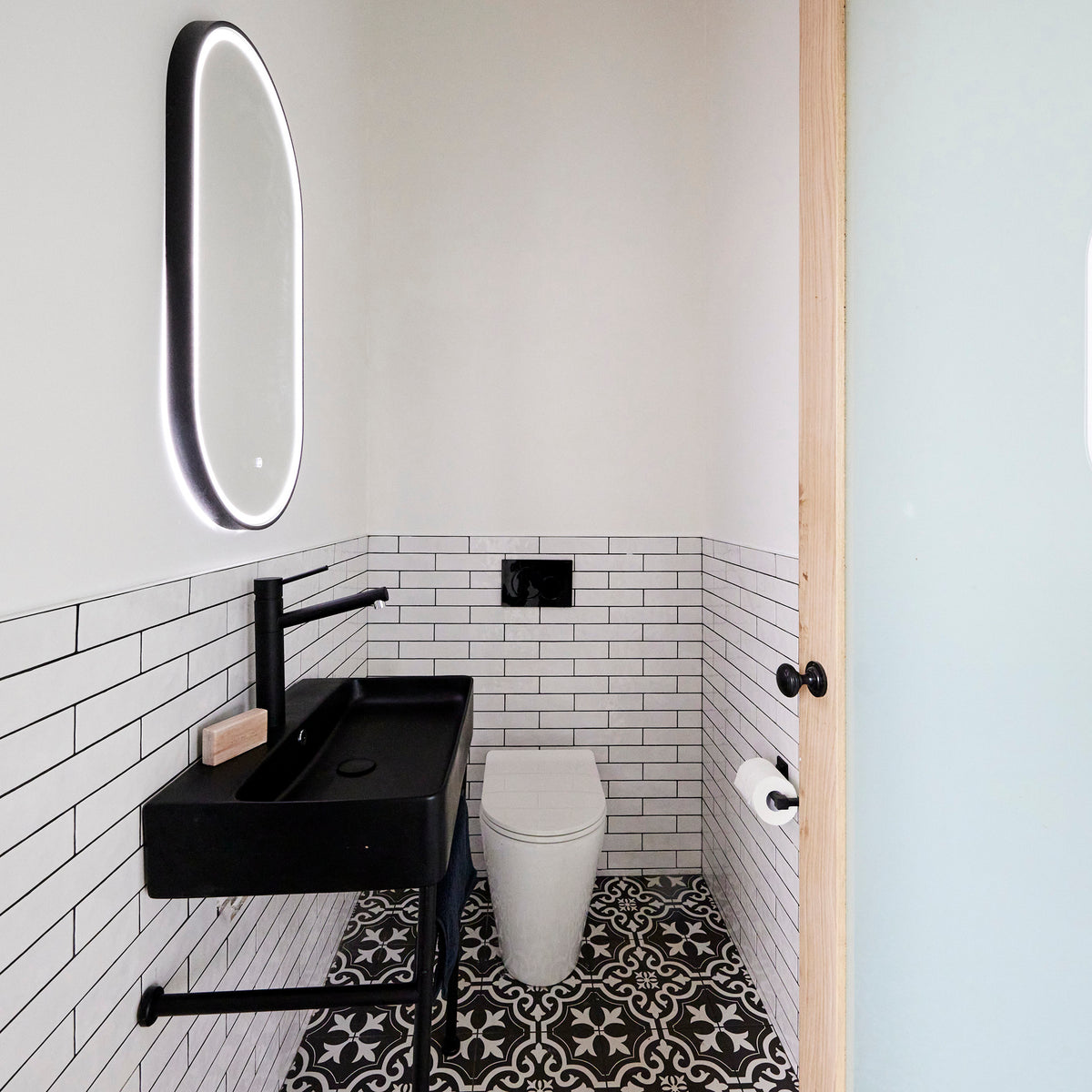 Motif Black Textured Tile - lifestyle view