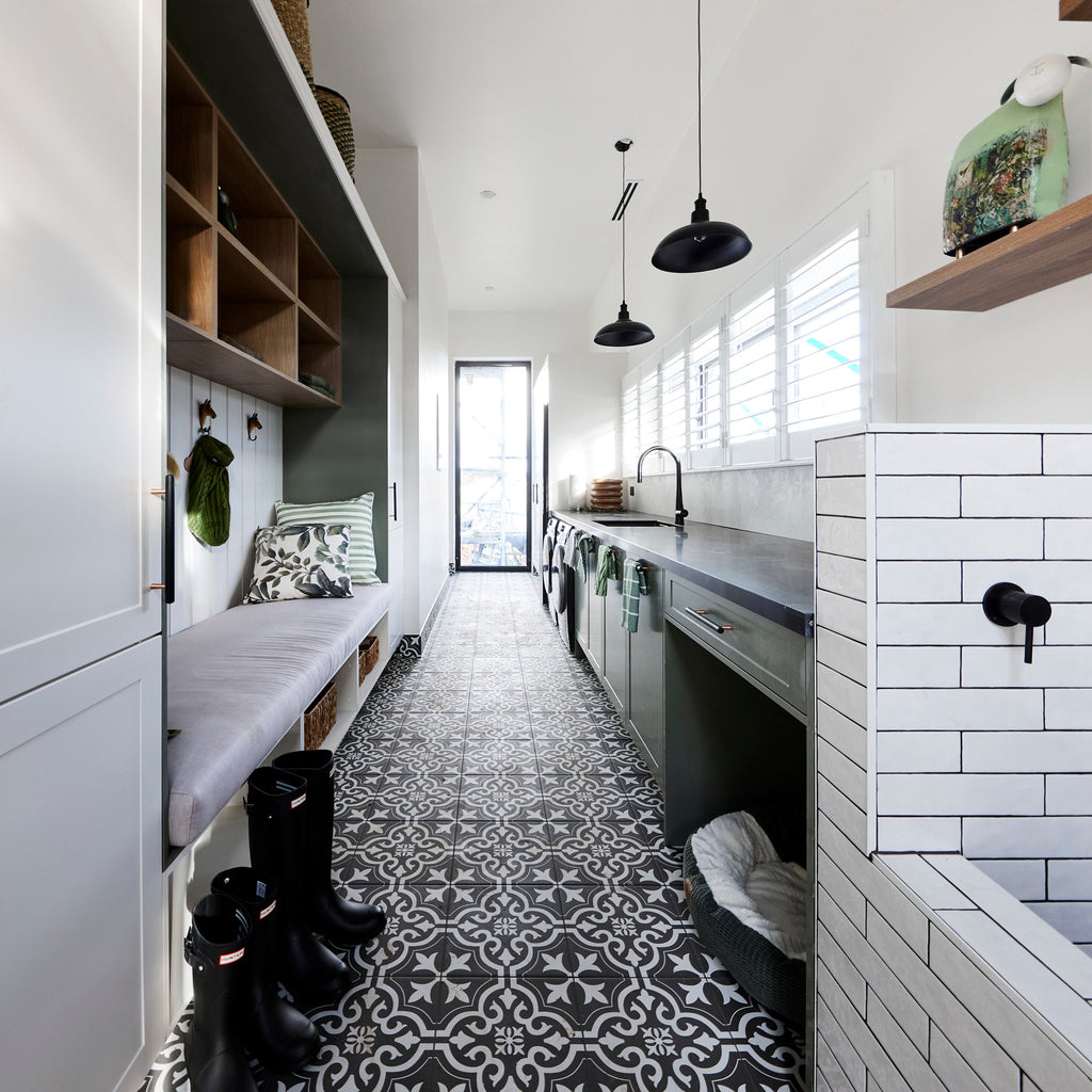 Motif Black Textured Tile - lifestyle view