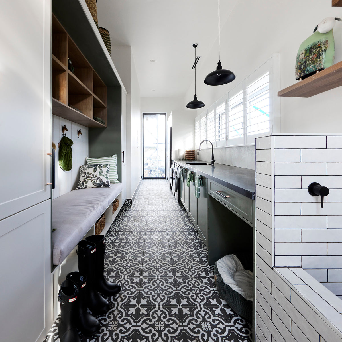 Motif Black Textured Tile - lifestyle view