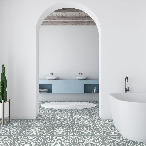 Vintage Green Textured Tile - lifestyle view