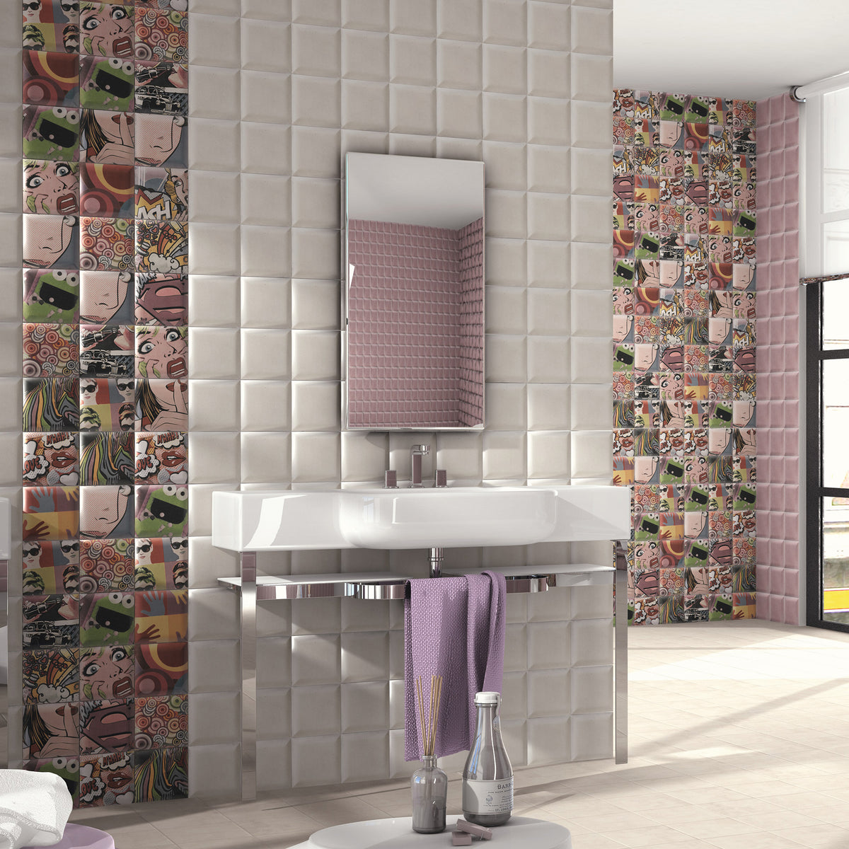 Multi Colour Mix Decor Matt Tile - lifestyle view