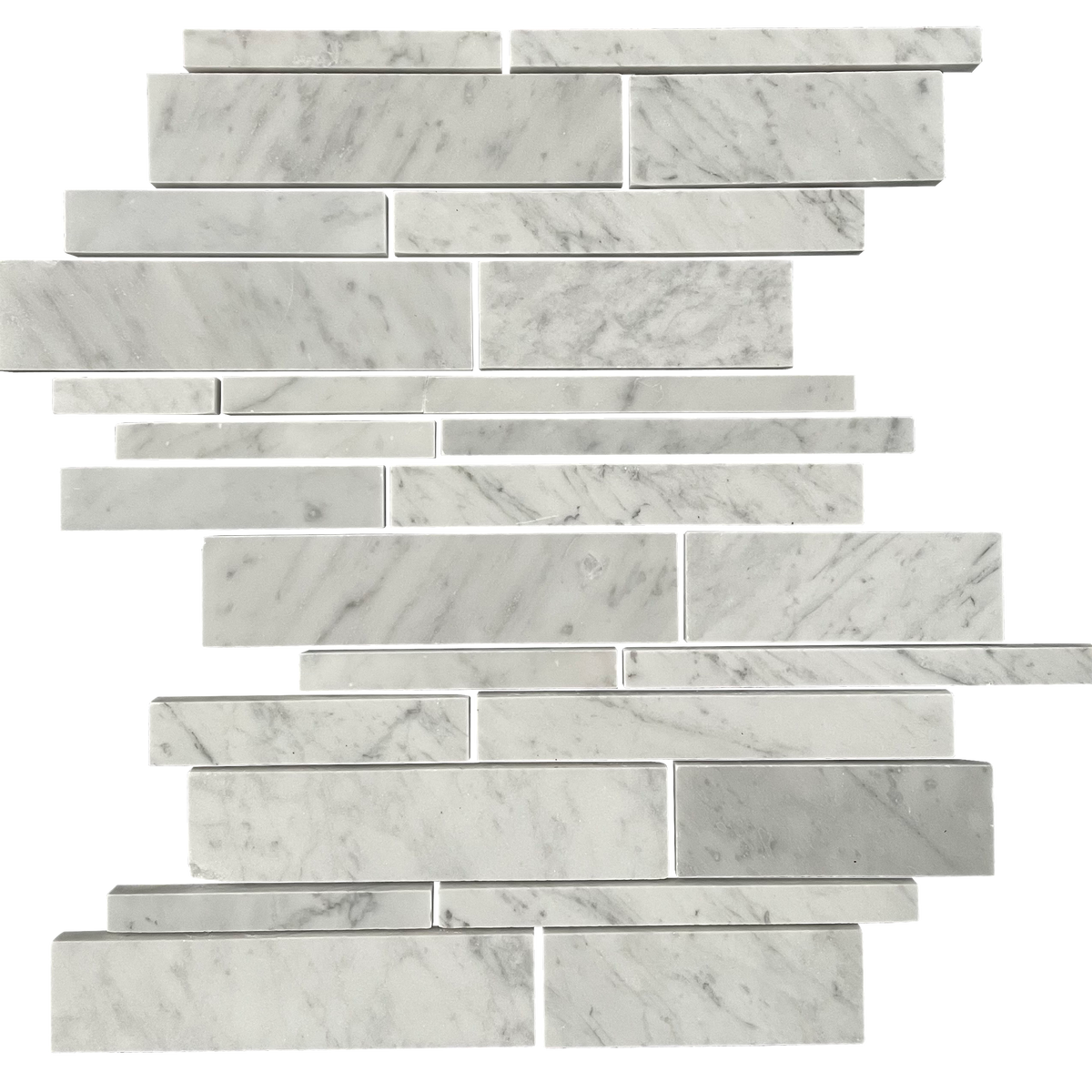 Natural Marble White Carrara Random Sticks Honed Mosaic (Pack of 4)