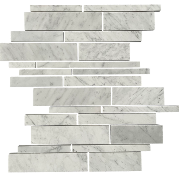 Natural Marble White Carrara Random Sticks Honed Mosaic (Pack of 4)