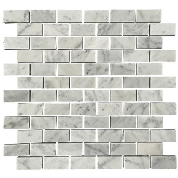 Natural Marble White Carrara Brickbond Honed Mosaic (Pack of 4)