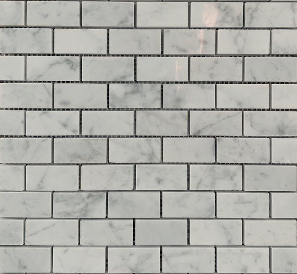 Natural Marble White Carrara Brickbond Honed Mosaic (Pack of 4)