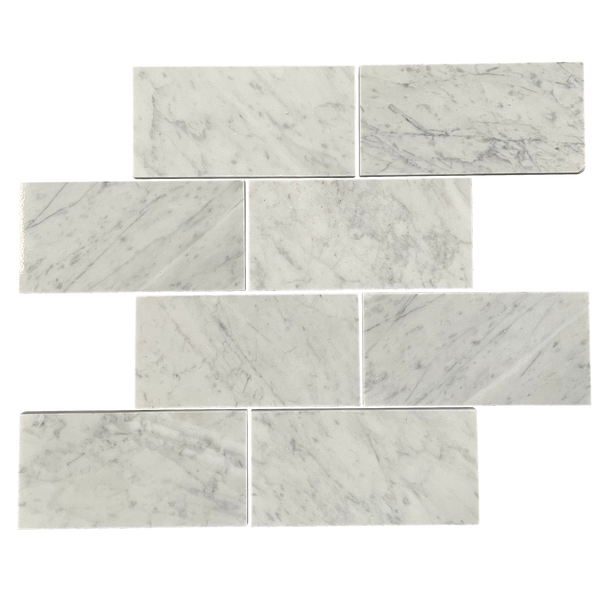 Natural Marble White Carrara Brick Honed Mosaic (Pack of 4)