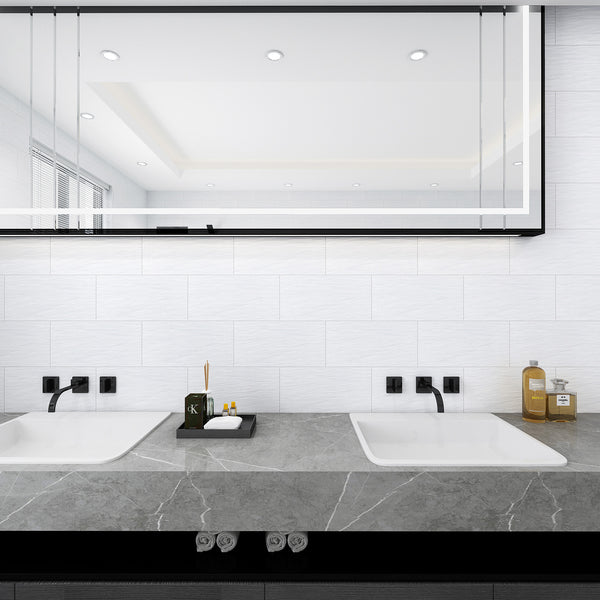 White Structured Satin Tile - lifestyle view