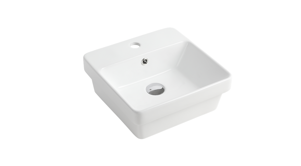 Semi-recessed Basin 1TH Ceramic 400X400 Gloss White