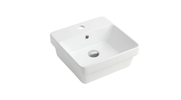 Semi-recessed Basin 1TH Ceramic 400X400 Gloss White