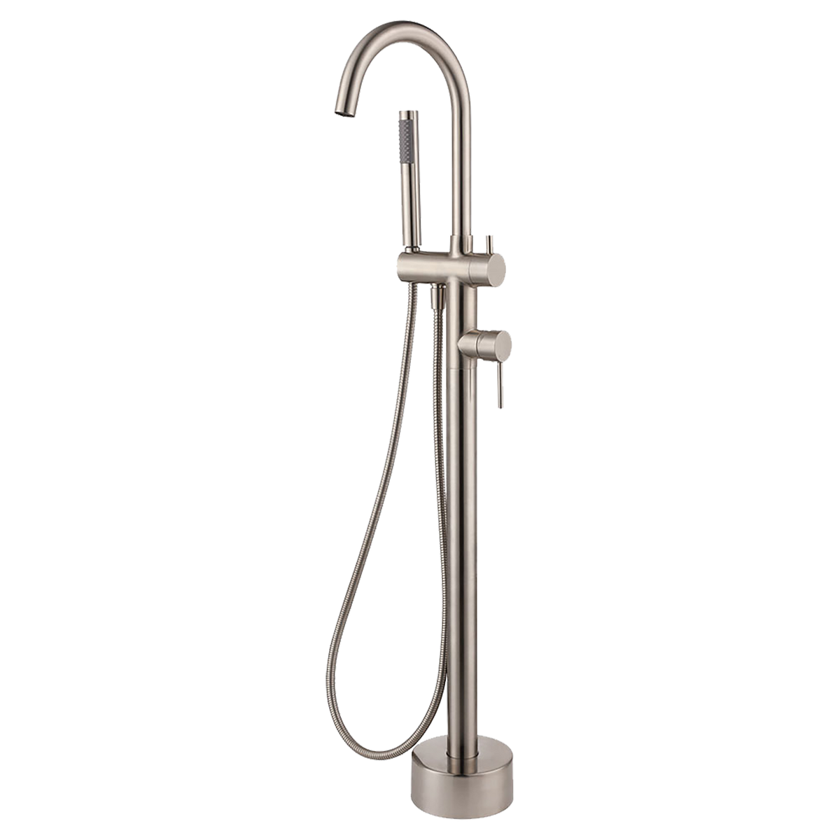 Floor Mounted Bath Mixer w Hand Shower Brushed Nickel