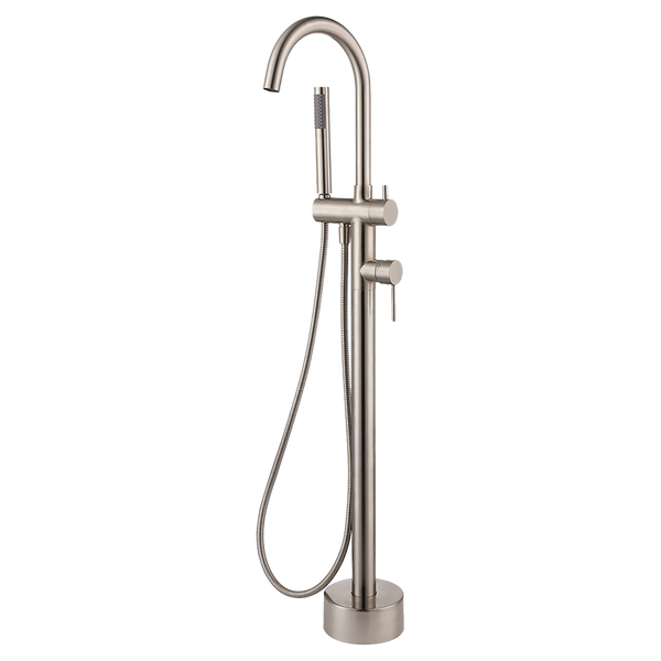 Floor Mounted Bath Mixer w Hand Shower Brushed Nickel