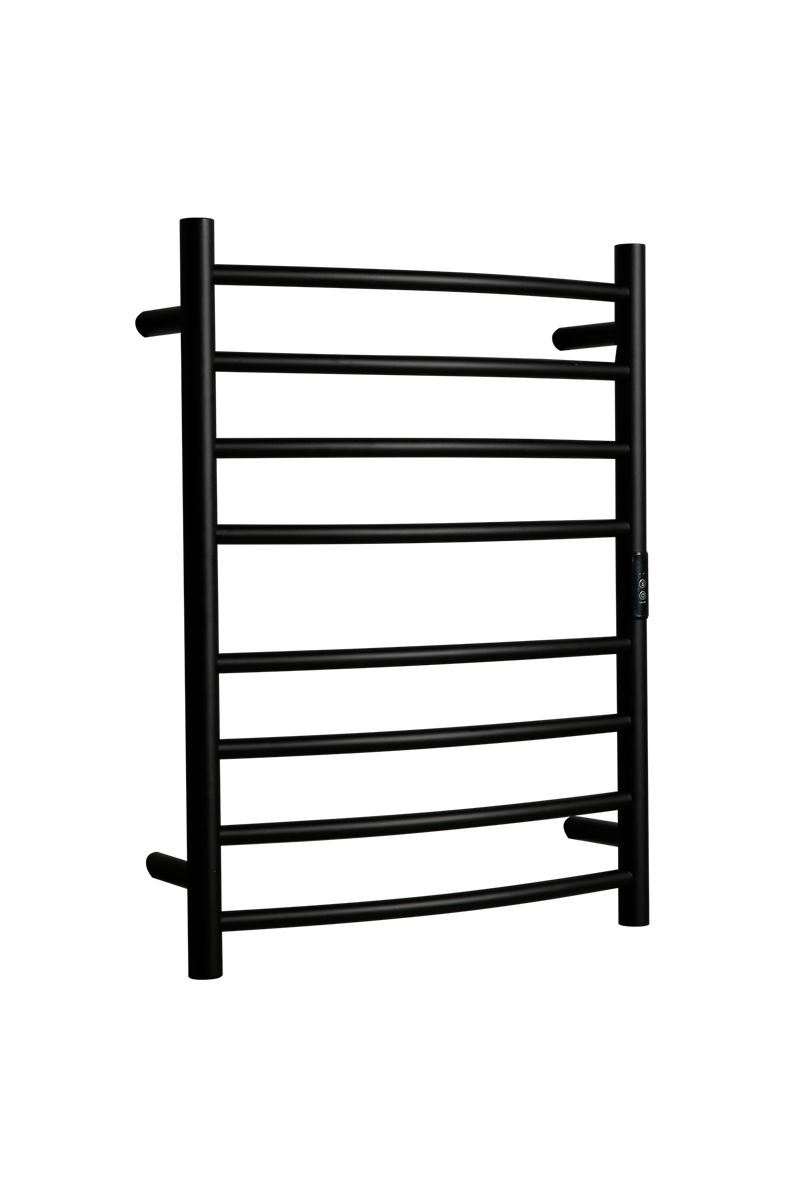 Towel Rail Heated Curved 530X700 Matte Black