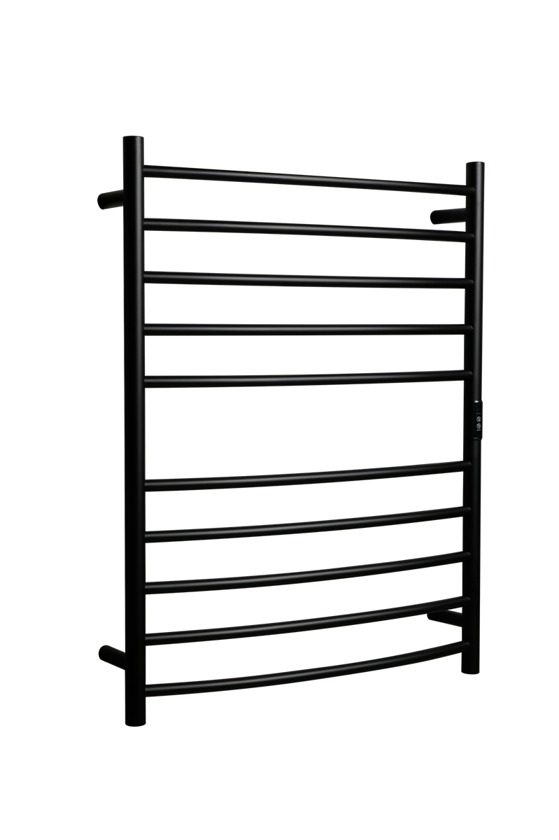 Towel Rail Heated Curved 700X900 Matte Black