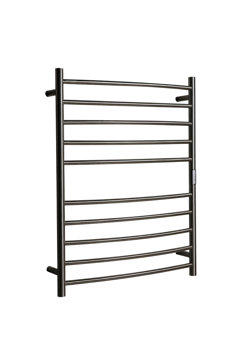 Towel Rail Heated Curved 700X900 Brushed Nickel