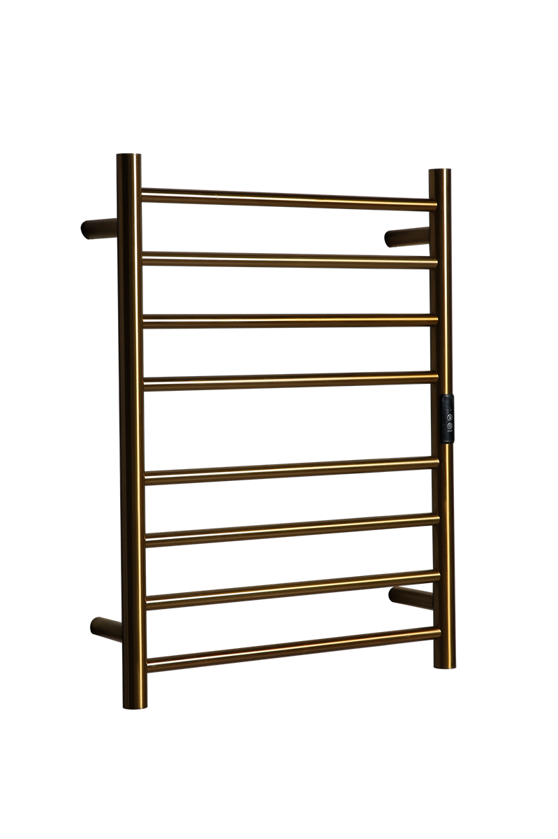 Towel Rail Heated Flat Round 530X700 Brushed Gold