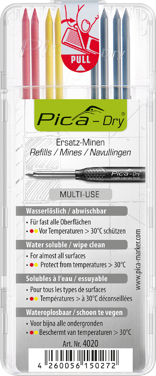 Dry Refill 8Pk  4 Graphite 2 Red 2 Yellow