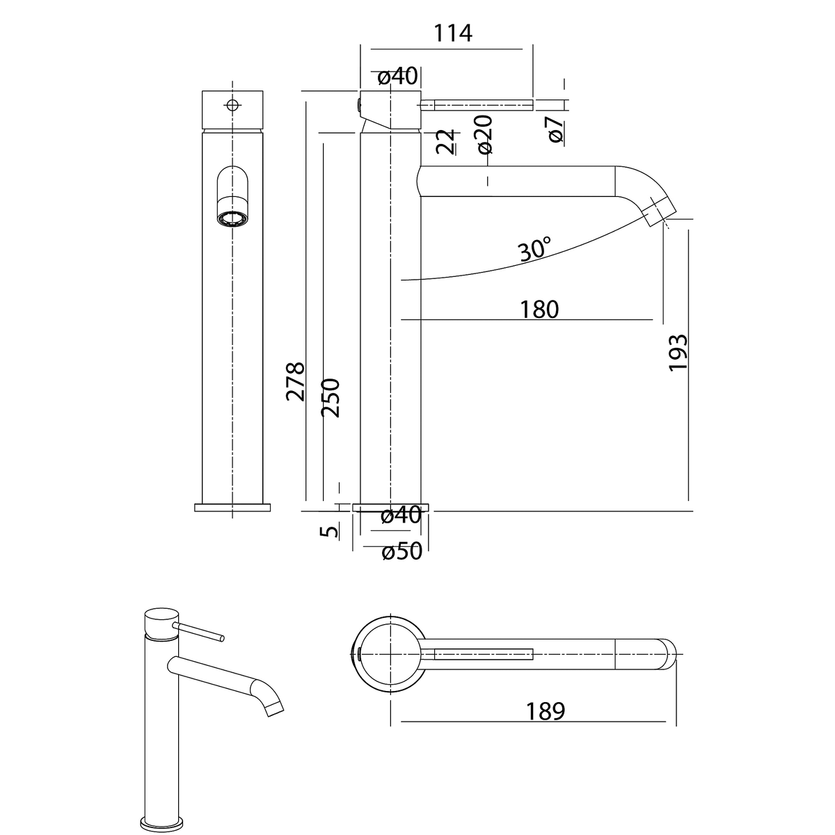 Vessel Basin Mixer Chrome