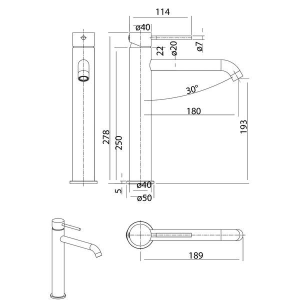 Vessel Basin Mixer Brushed Nickel