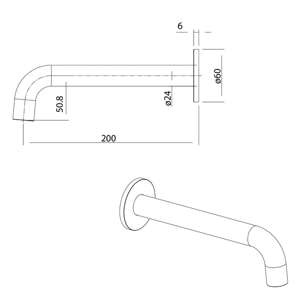 Bath/Basin Outlet Curved 200 Brushed Gun Metal