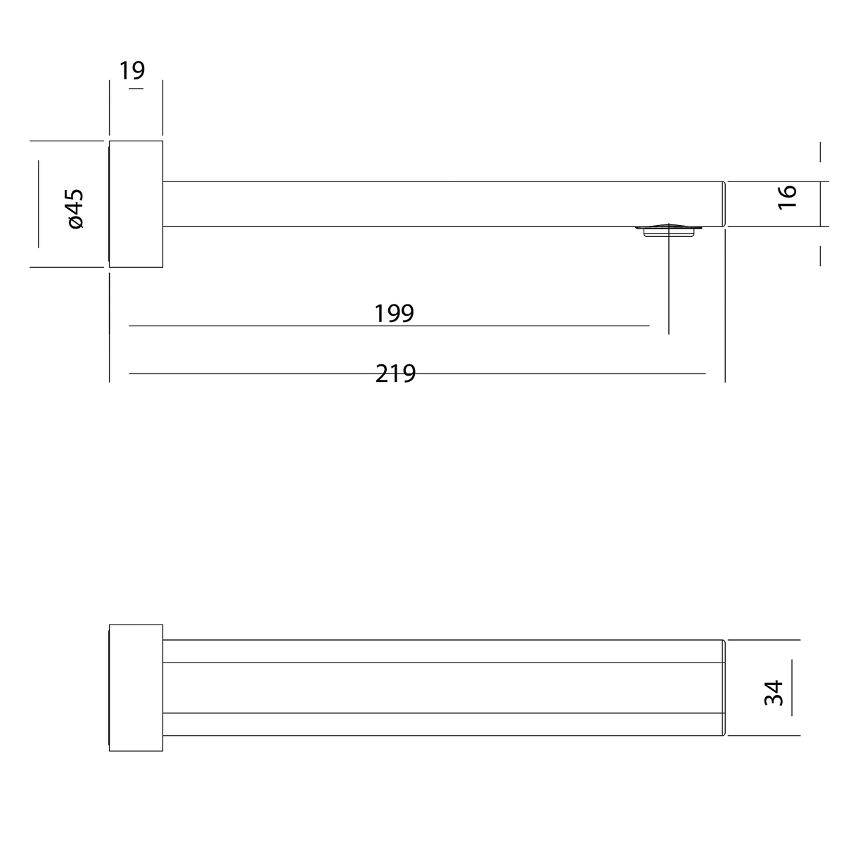 Bath/Basin Outlet 180 Chrome