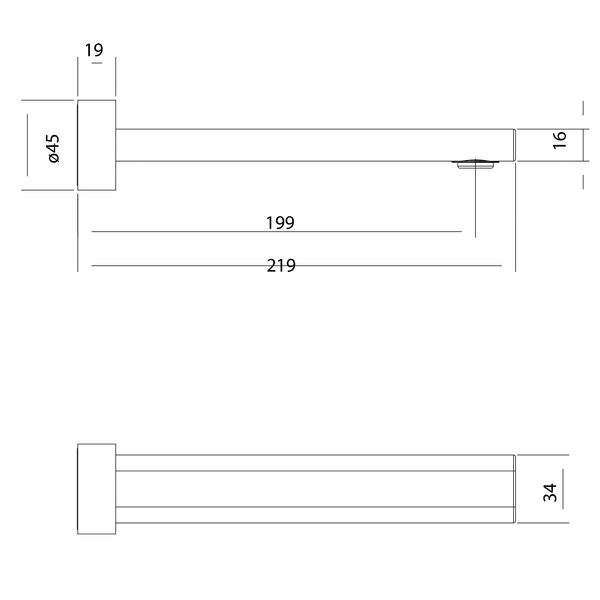 Bath/Basin Outlet 180 Brushed Gun Metal