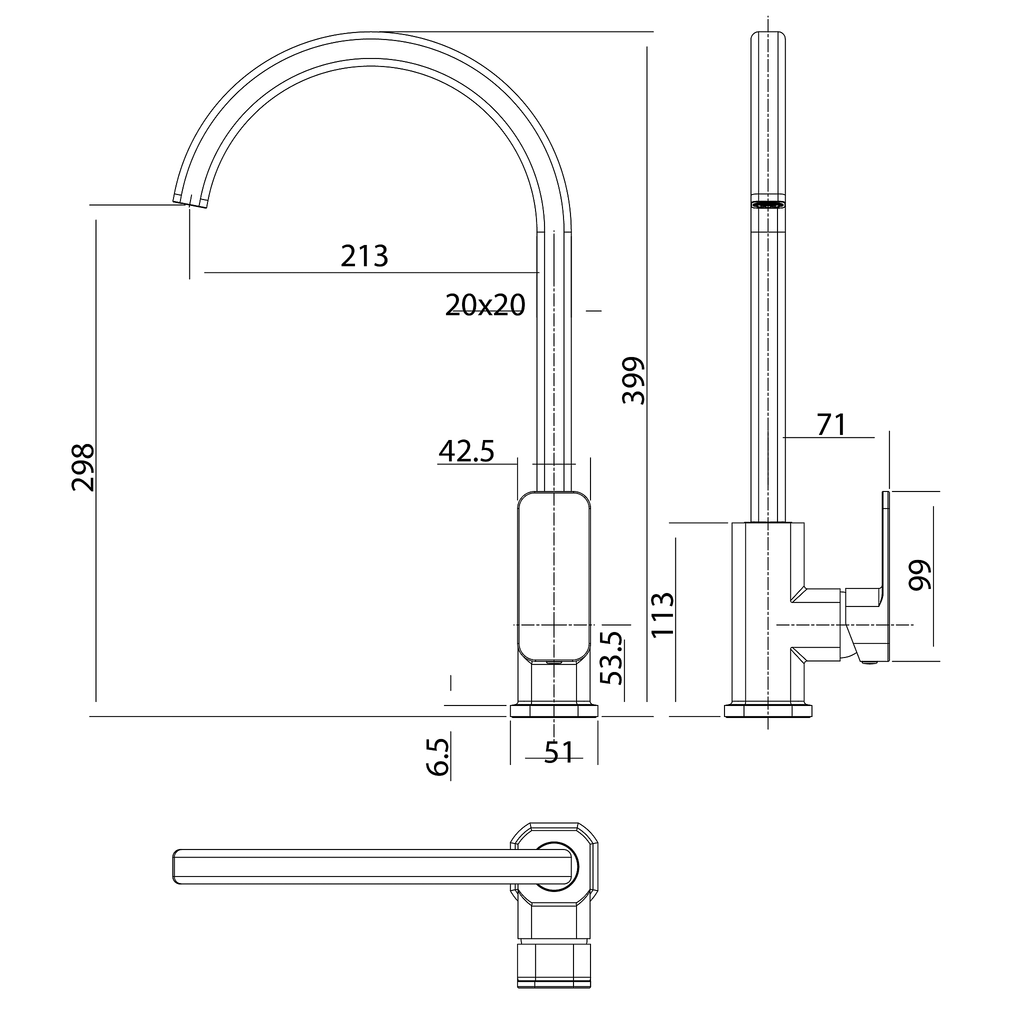 Sink Mixer 200 Matt Black