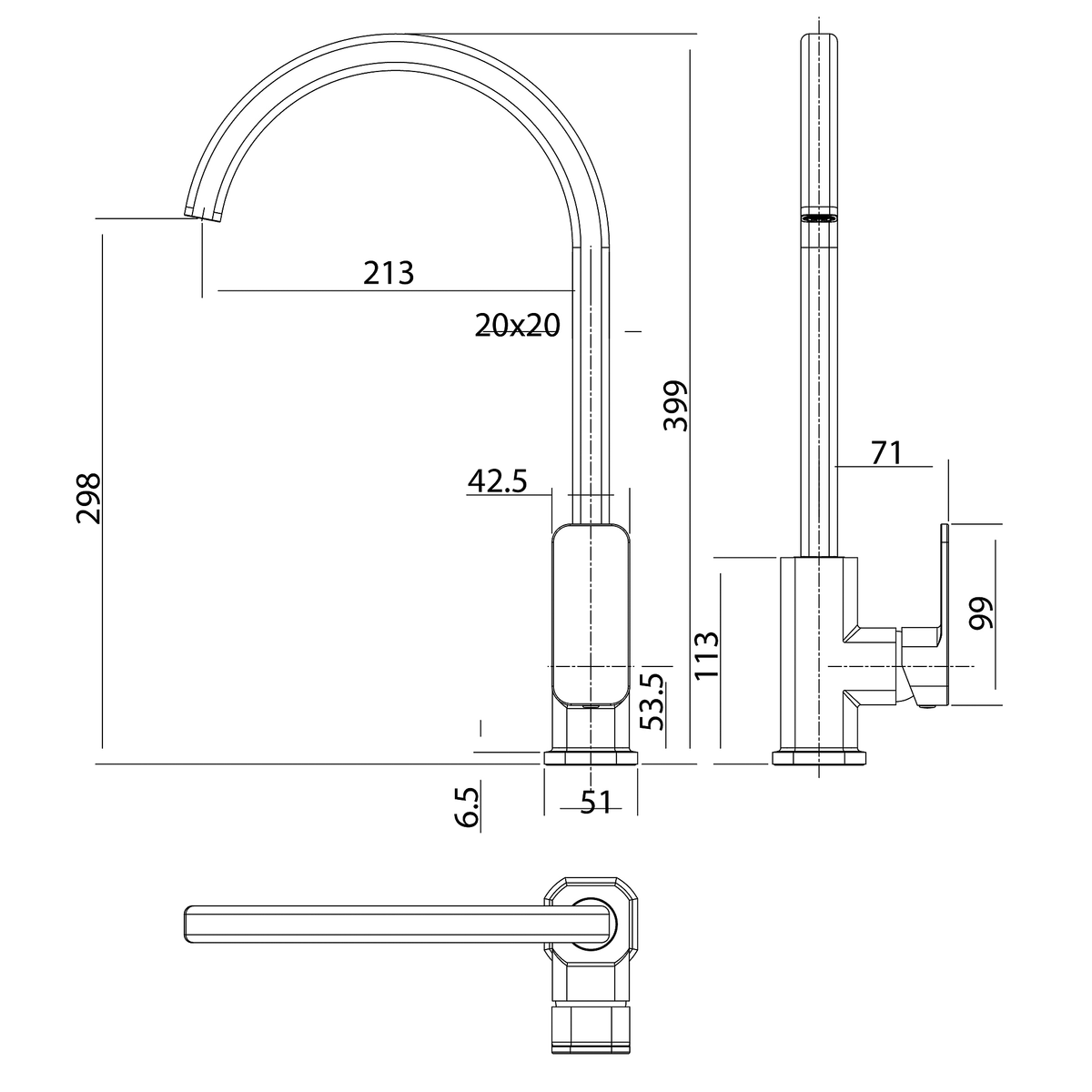 Sink Mixer 200 Matt Black