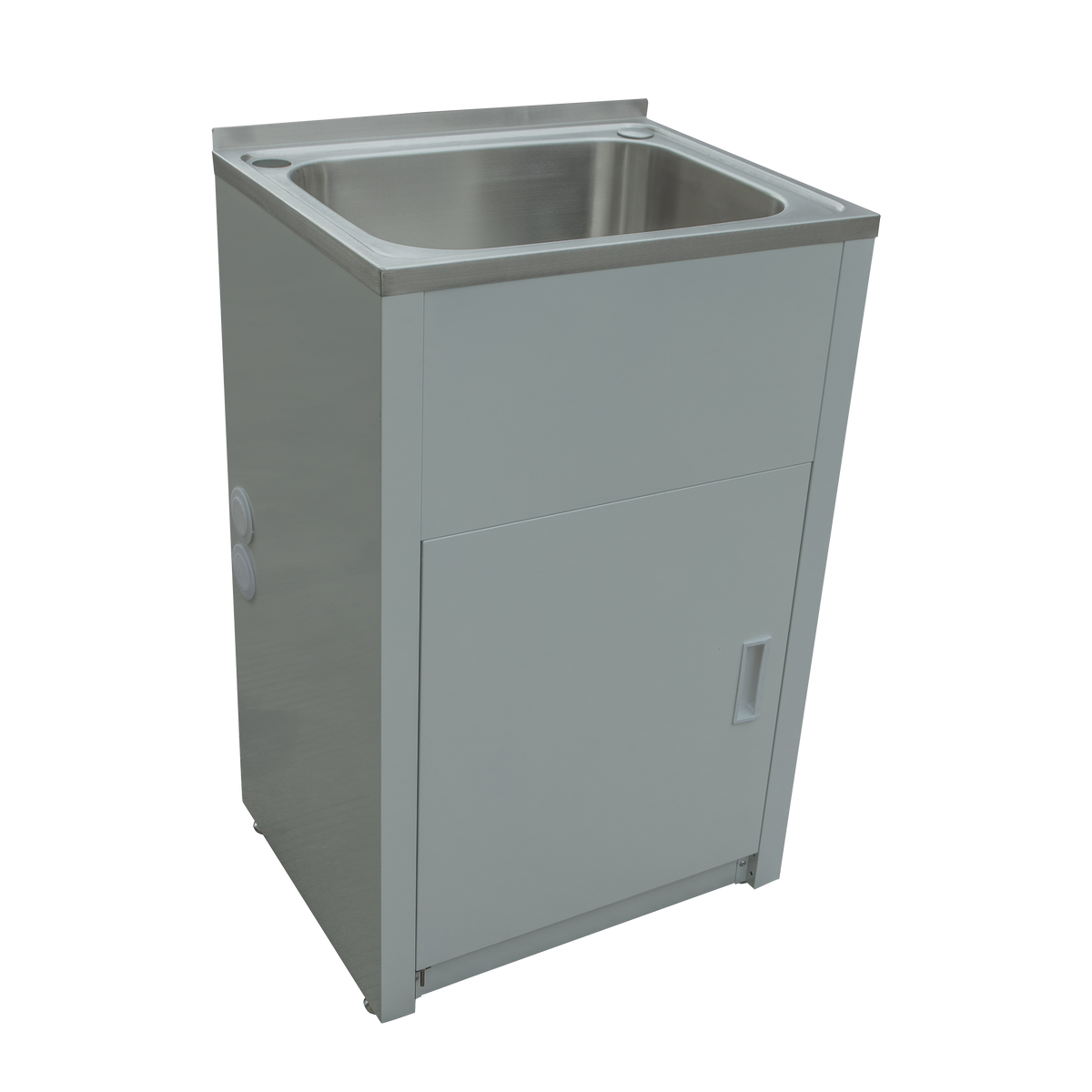 Single Trough & Cab 1TH 610x510 Stainless Steel White