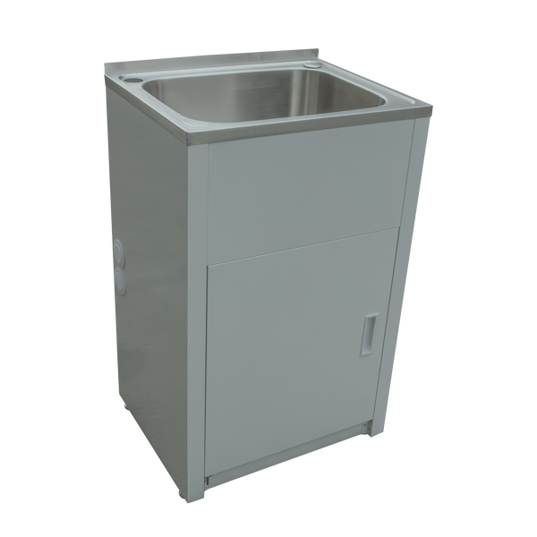 Single Trough & Cab 1TH 610x510 Stainless Steel White