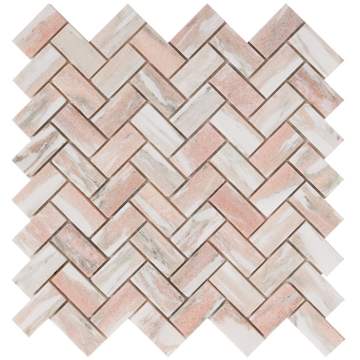 Natural Marble Norwegian Rose Herringbone Honed Mosaic