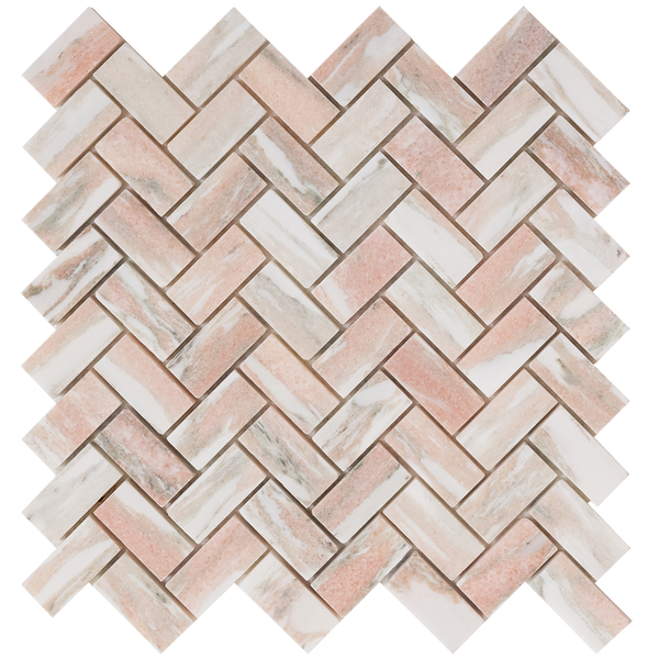 Natural Marble Norwegian Rose Herringbone Honed Mosaic