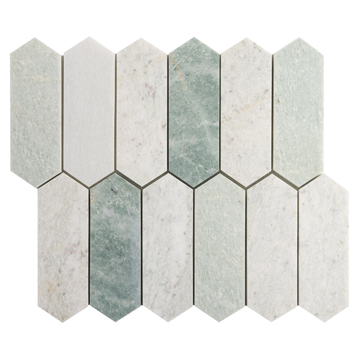 Natural Marble Orient Green Picket Honed Mosaic