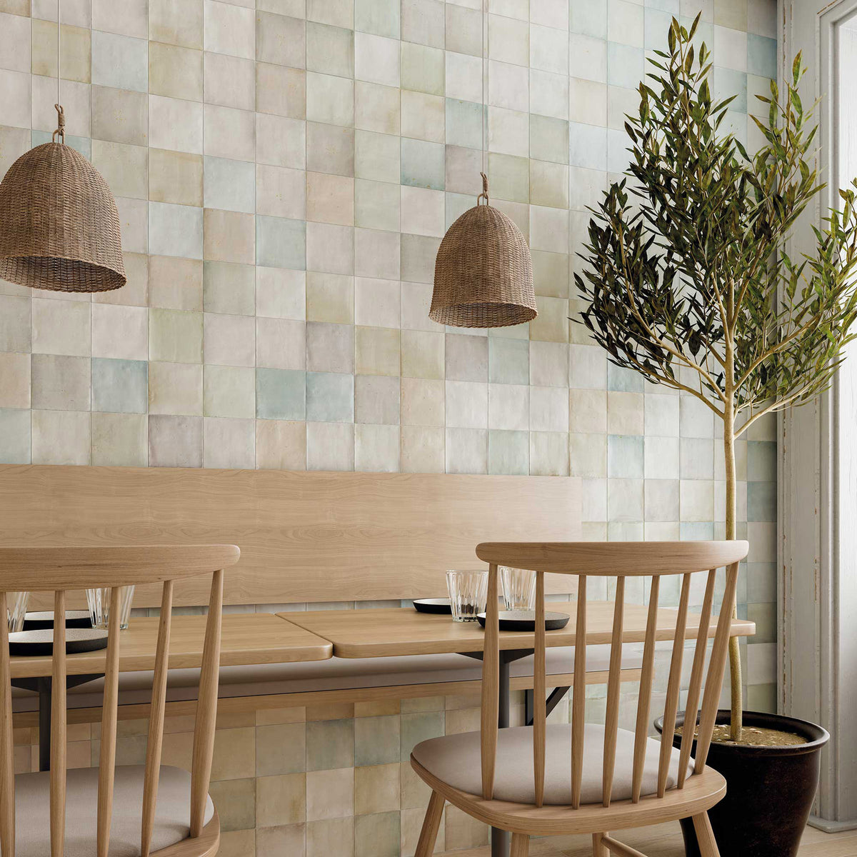 Multicolour Structured Satin Tile - lifestyle view