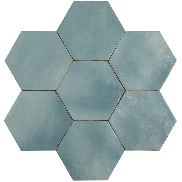 Capri Hexagon Blue Bettina Structured Matt Tile