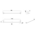 Single Towel Rail 750 Matt Black