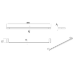 Single Towel Rail 800 Chrome