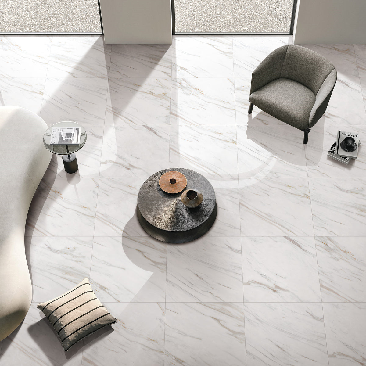 Carrara Gold Polished Tile - lifestyle view