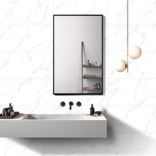 Carrara White Polished Tile - lifestyle view