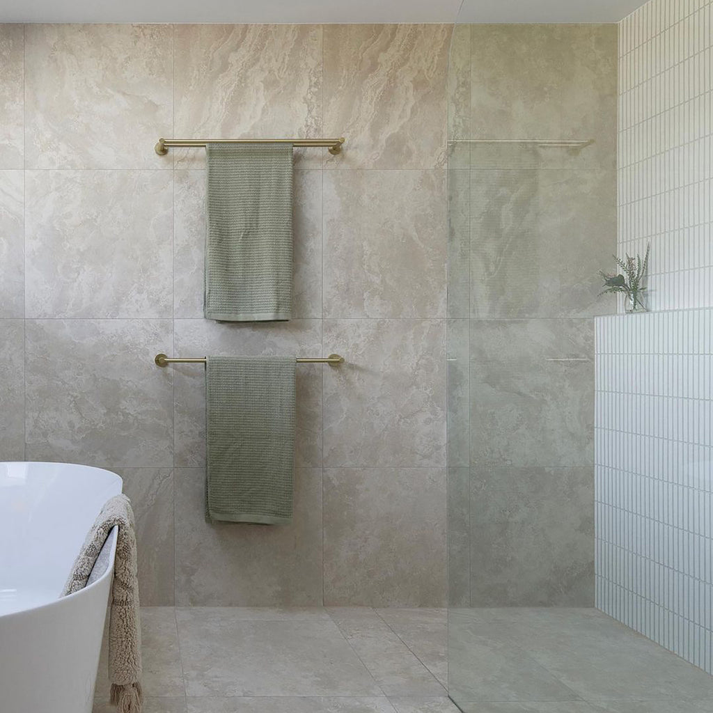 Travertine Crema Microtec Textured Tile - lifestyle view