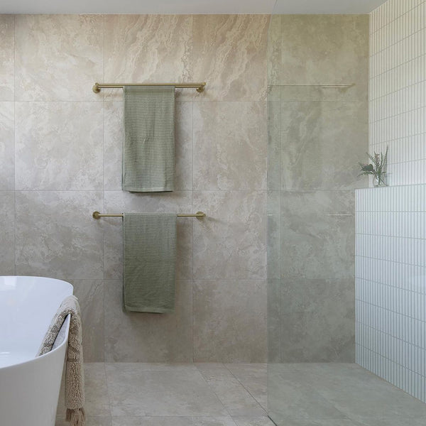 Travertine Crema Microtec Textured Tile - lifestyle view