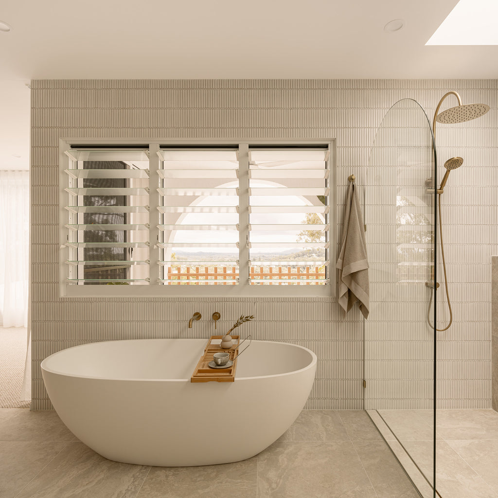 Travertine Crema Microtec Textured Tile - lifestyle view