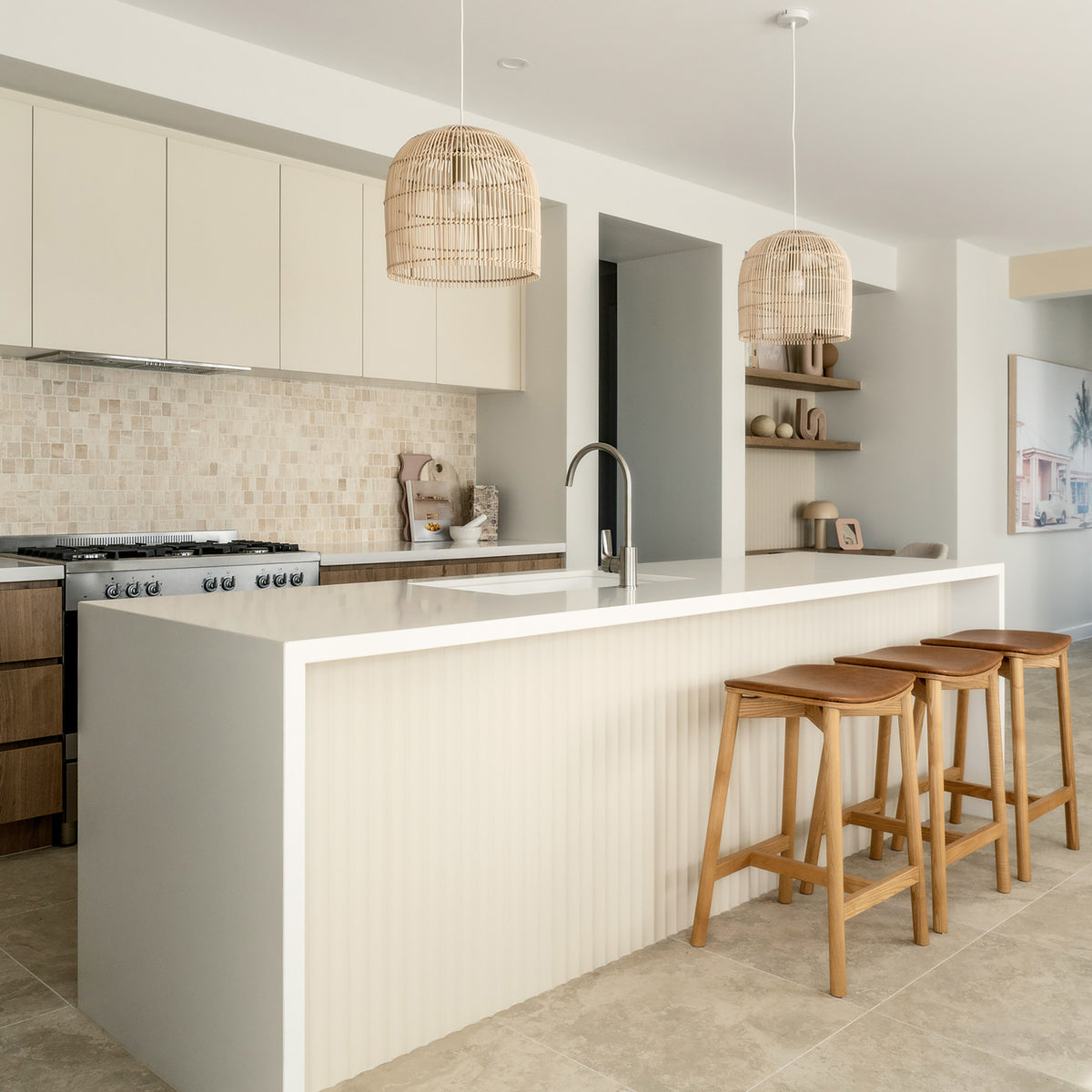Travertine Crema Microtec Textured Tile - lifestyle view